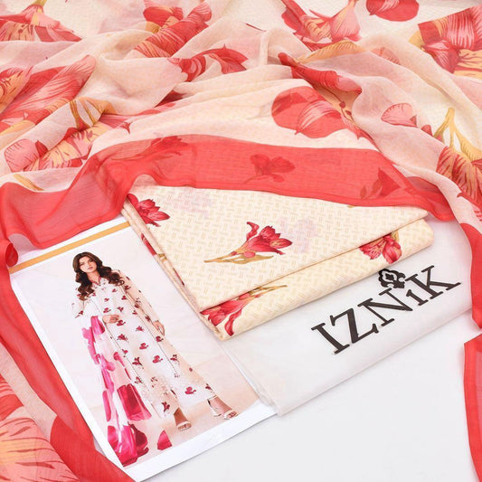 3 Pcs Women's Unstitched Printed Suit