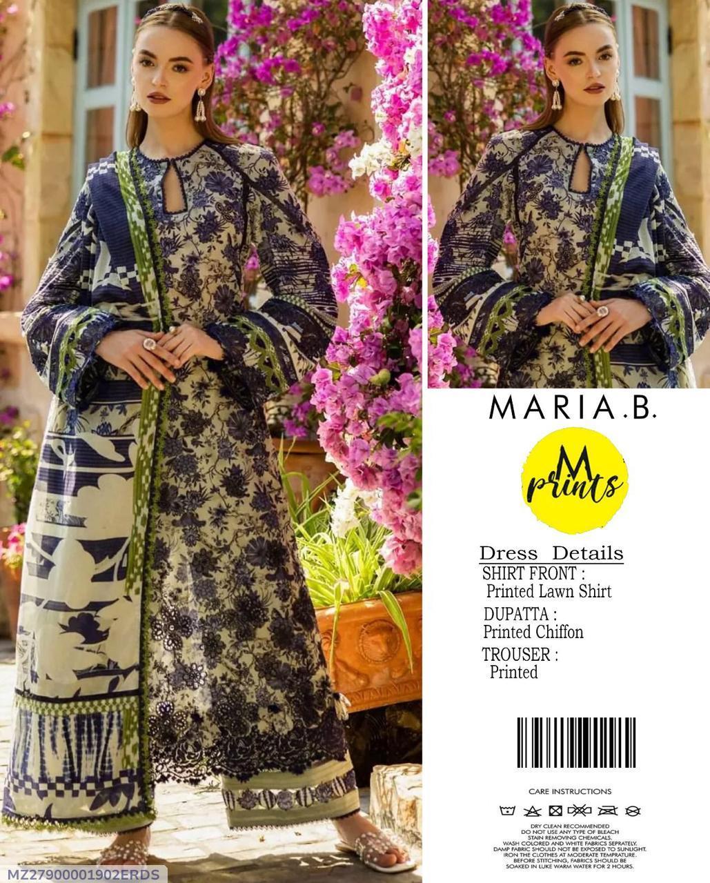 3 Pcs Women's Unstitched Printed Suit