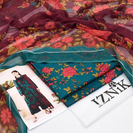 3 Pcs Women's Unstitched Printed suit