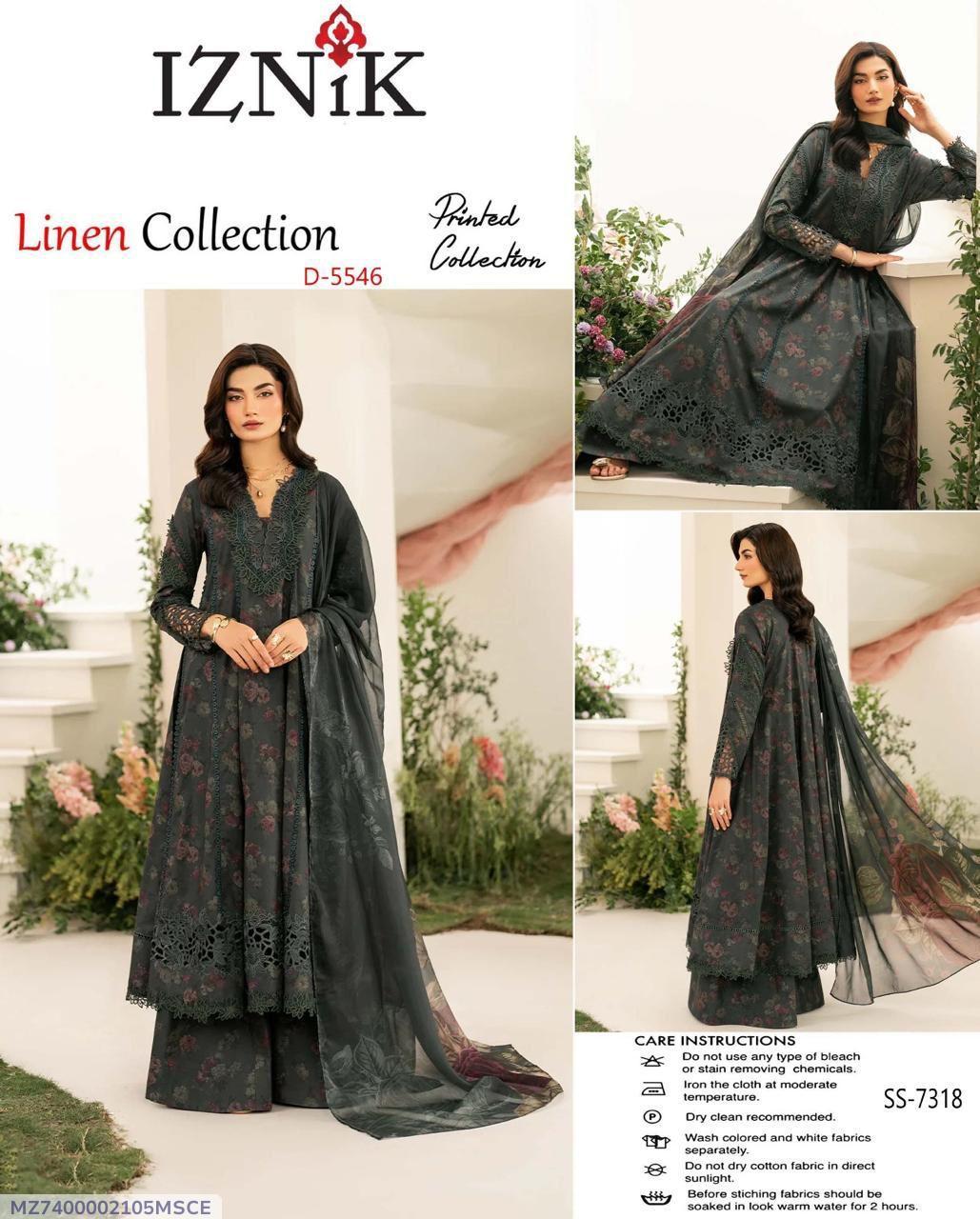 3 Pcs Women's Unstitched Digital Printed Suit