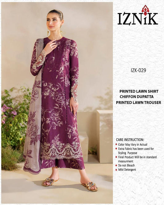 3 Pcs Women's Unstitched Printed Suit