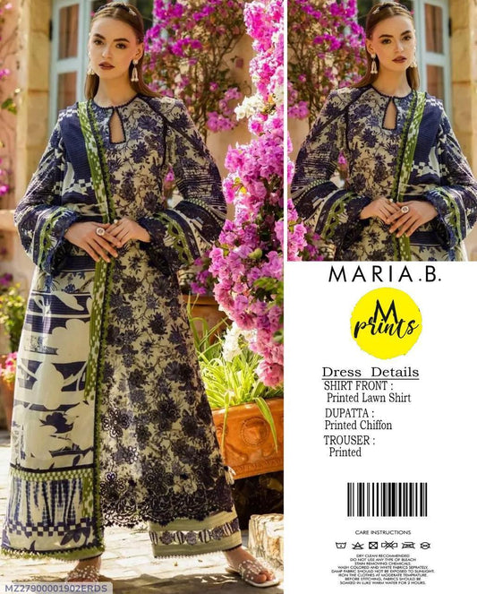 3 Pcs Women's Unstitched Printed Suit