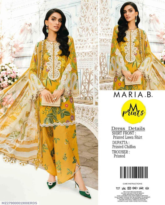 3 Pcs Women's Unstitched Printed Suit