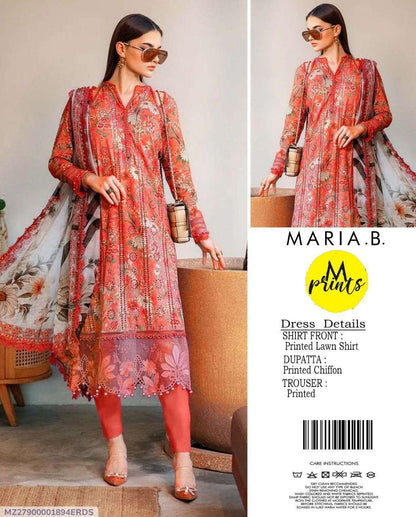 3 Pcs Women's Unstitched Printed suit