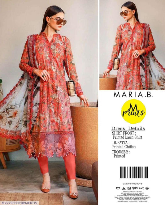 3 Pcs Women's Unstitched Printed suit