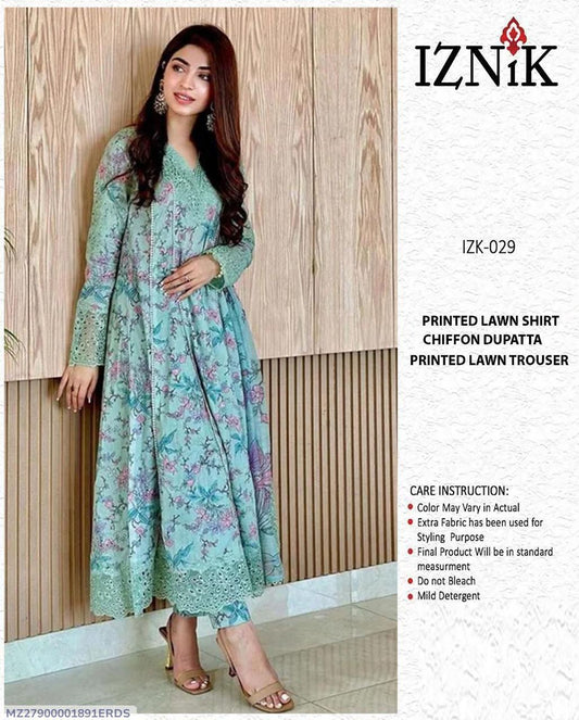 3 Pcs Women's Unstitched Printed suit