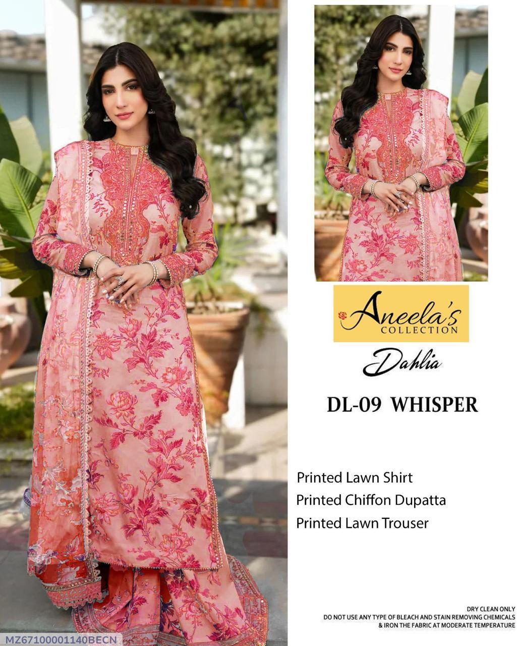 3 Pcs Women's Unstitched Printed Suit