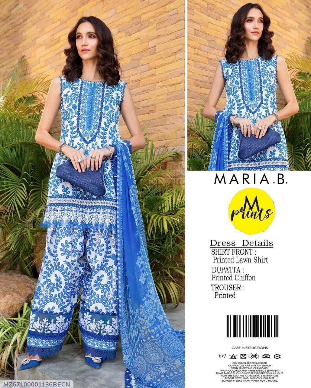 3 Pcs Women's Unstitched Printed Suit
