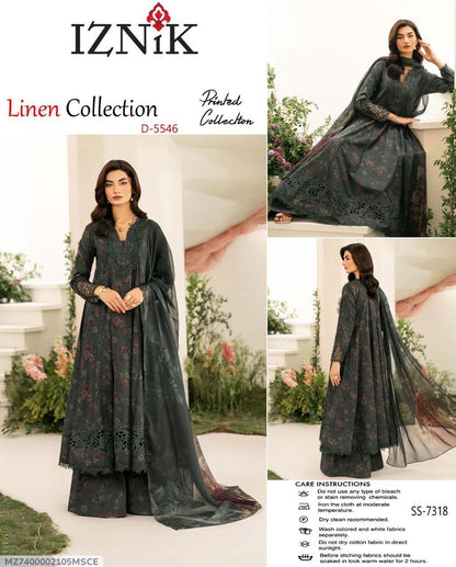 3 Pcs Women's Unstitched Digital Printed Suit